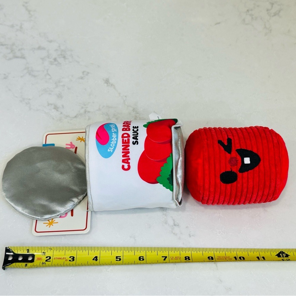 NWT Bark Box CANNED BARRY Cranberry Thanksgiving 2Pc Size LARGE Plush Dog Toy - Picture 9 of 13